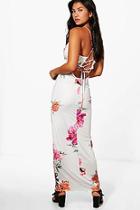 Boohoo Kira Floral Print Strappy Back Maxi Dress