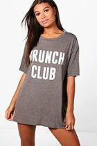 Boohoo Poppy Brunch Club Slogan Night Dress