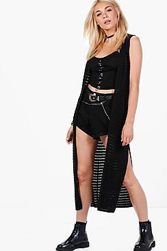 Boohoo Eloise Extreme Side Split Crochet Cardigan
