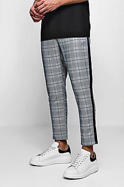Boohoo Smart Check Jogger With Tape Detail