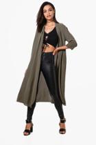 Boohoo Katie Chiffon Duster Khaki