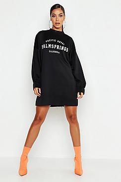 Boohoo Palm Springs Funnel Neck Sweat Dress