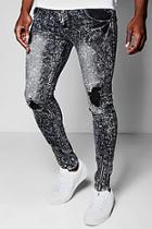 Boohoo Zip Cuff Charcoal Acid Wash Skinny Jeans