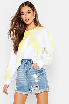 Boohoo High Rise Distressed Denim Mom Short