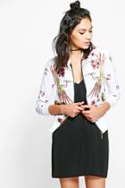 Boohoo Julia Oriental Print Bomber Cream