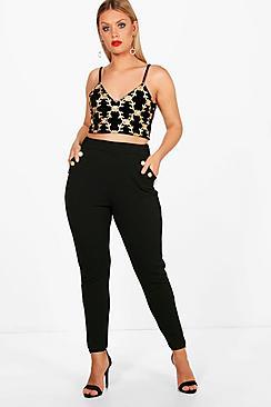 Boohoo Plus Emily Button Detail Trouser