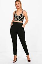 Boohoo Plus Emily Button Detail Trouser