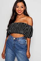 Boohoo Petite Shelby Striped Ruffle Bandeau
