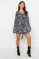 Boohoo Mixed Animal Print Wrap Front Mini Dress