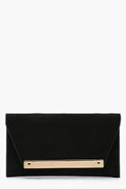 Boohoo Large Bar Suedette Clutch & Chain
