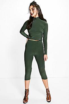 Boohoo Lucy Slinky High Neck Crop & Legging Co-ord