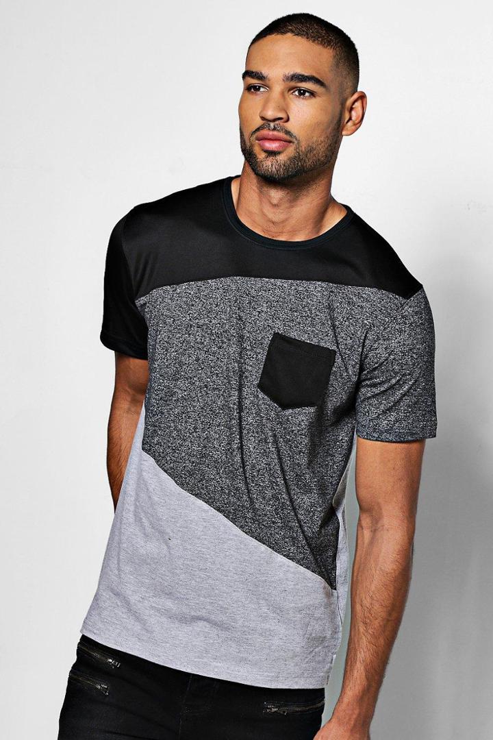 Boohoo Spliced Space Dye T-shirt Grey