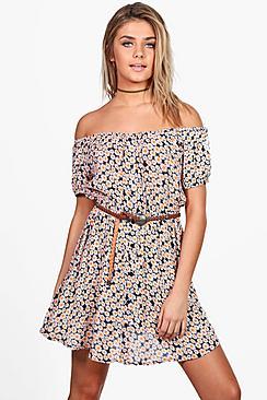 Boohoo Jackie Button Through Smock Dress