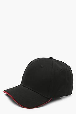 Boohoo Plain Cap With Red Brim