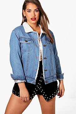 Boohoo Plus Diana Borg Fully Lined Denim Jacket