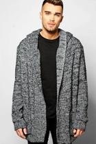 Boohoo Longline Hooded Cardigan In Brushed Yarn Grey
