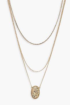 Boohoo Locket And Diamante Layered Necklace