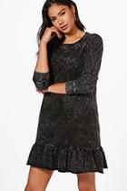 Boohoo Erin Acid Wash Drop Waist Sweat Dress
