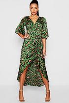 Boohoo Leopard Print Rouched Side Maxi Dress