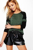 Boohoo Avery Long Sleeve Baseball Stripe Top