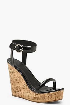 Boohoo 2 Strap Cork Wedges