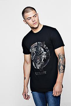 Boohoo Foil Roses Tee