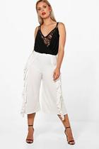 Boohoo Plus Kelly Crepe Frill Detail Culotte Trouser