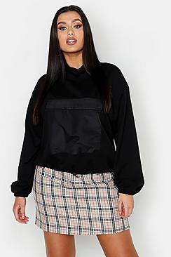 Boohoo Plus High Neck Pocket Front Sweat