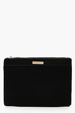 Boohoo Suedette Ziptop Clutch