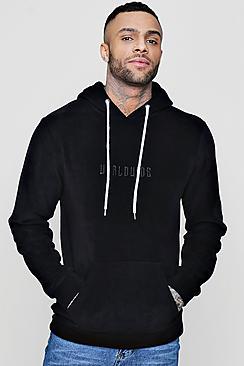 Boohoo Worldwide Embroidered Fleece Hoodie