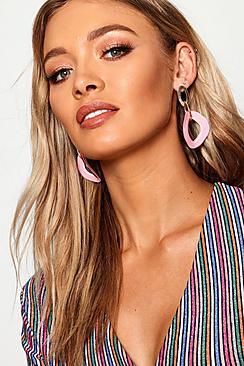 Boohoo Gold Chain Contrast Resin Earrings