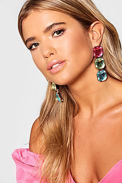 Boohoo Oversized Gem Statement Earrings