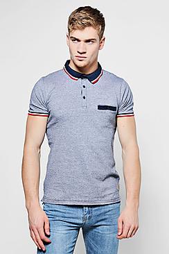 Boohoo Retro Sports Rib Collar Jersey Polo