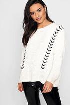 Boohoo Emme Lace Up Chenille Jumper