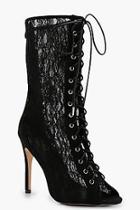 Boohoo Lydia Lace Shoe Boot With Lace Up Detail