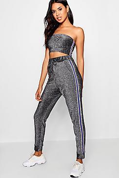 Boohoo Adly Tape Detail Jogger Bandeau Co-ord Set