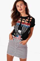 Boohoo Petite Emily Print Front Cut Out Oversize T-shirt