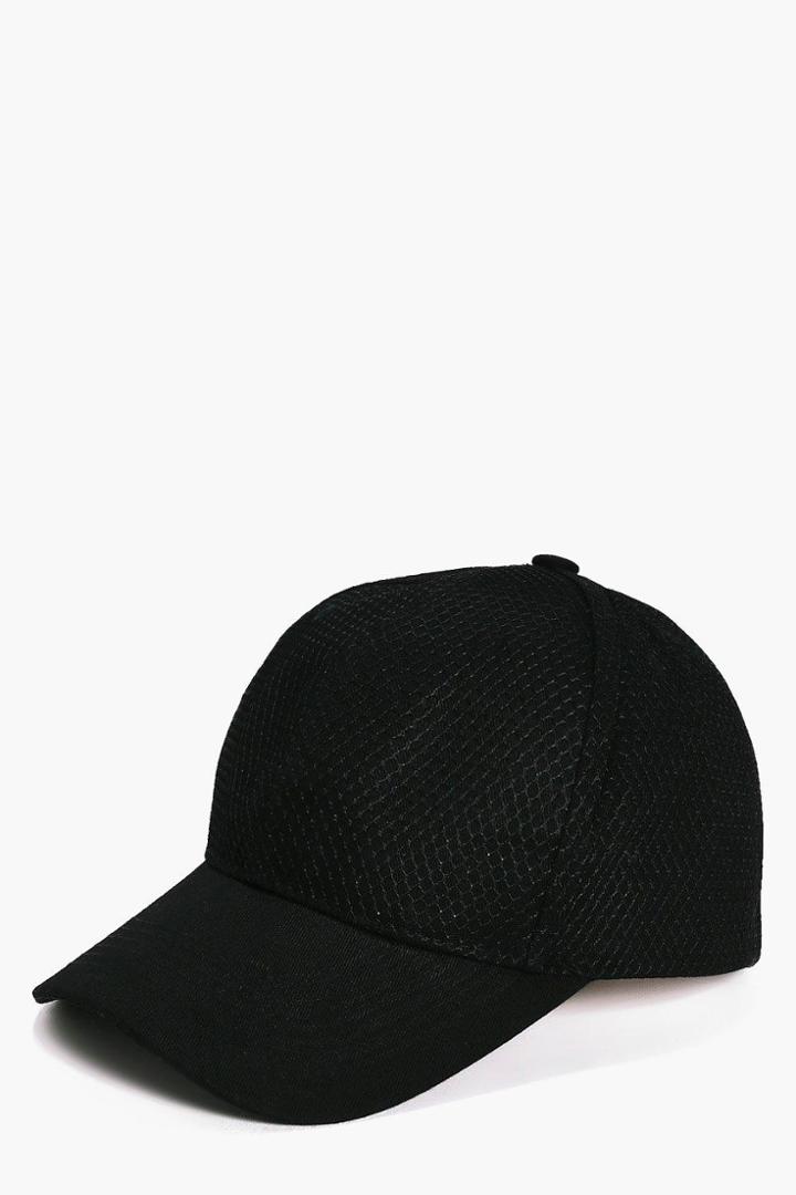 Boohoo Robyn Mesh Baseball Cap Black
