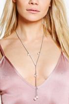 Boohoo Betsy Pearl Plunge Skinny Necklace Silver