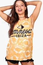Boohoo Daniella Amnesia Ibiza Tie Dye Oversized Licence Top