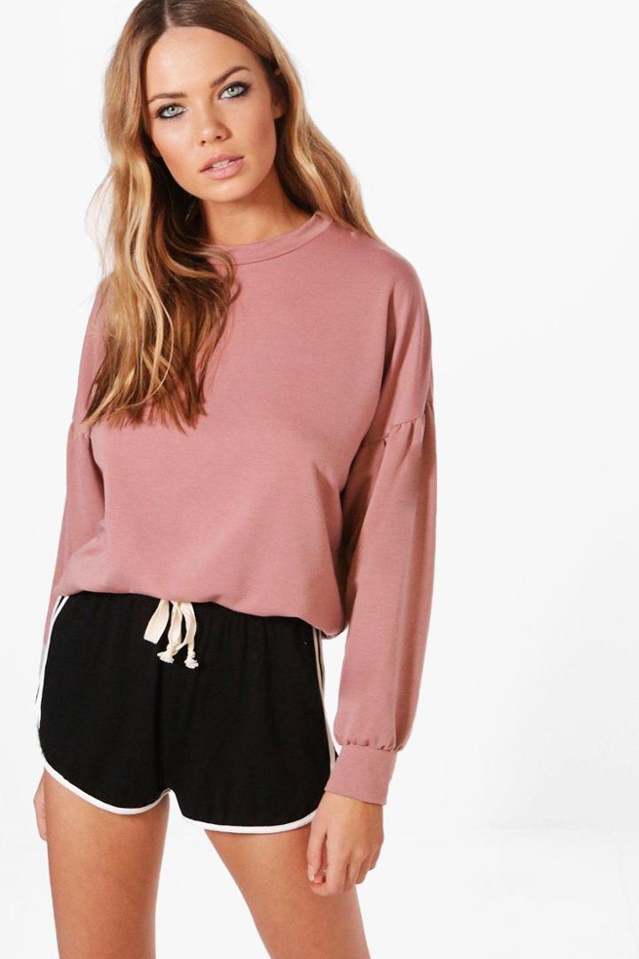 Boohoo Kate Batwing Sleeve Sweatshirt Blush