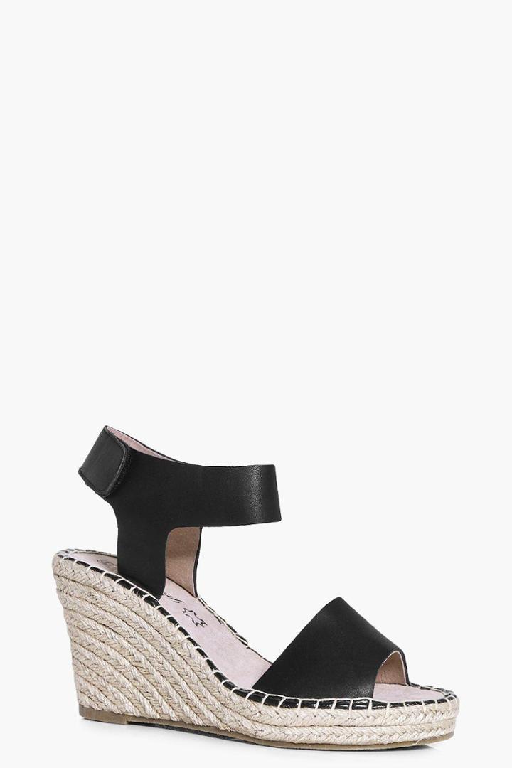 Boohoo Jessica Peeptoe Espadrille Wedge Black