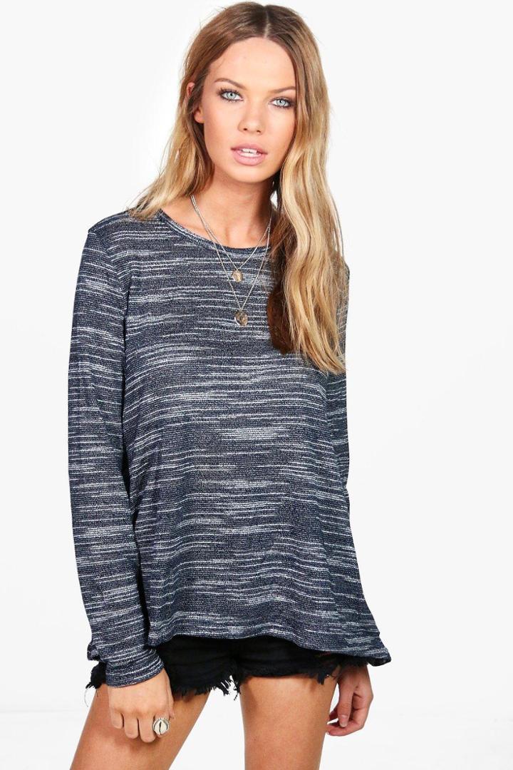 Boohoo Gemma Marl Knit Jumper Blue