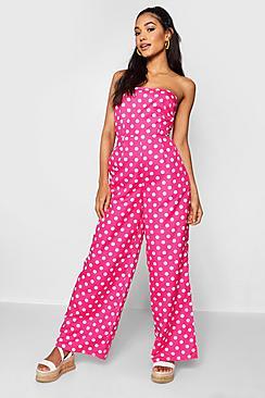 Boohoo Bright Spot Wide Leg Jumpsuit