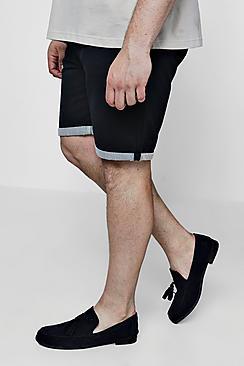 Boohoo Big And Tall Chino Short With Stripe Turn Up