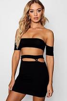 Boohoo Jessica Cut Out Waist Crepe Mini Skirt