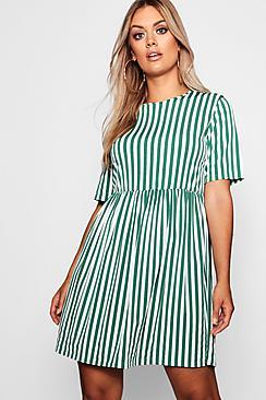 Boohoo Plus Striped Smock Dress