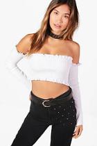 Boohoo Sarah Frill Hem Cropped Jumper