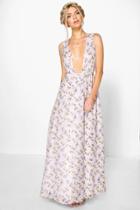 Boohoo Anouk Floral Chiffon Wrap Maxi Dress Ivory