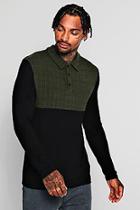 Boohoo Long Sleeved Ribbed Cut & Sew Polo